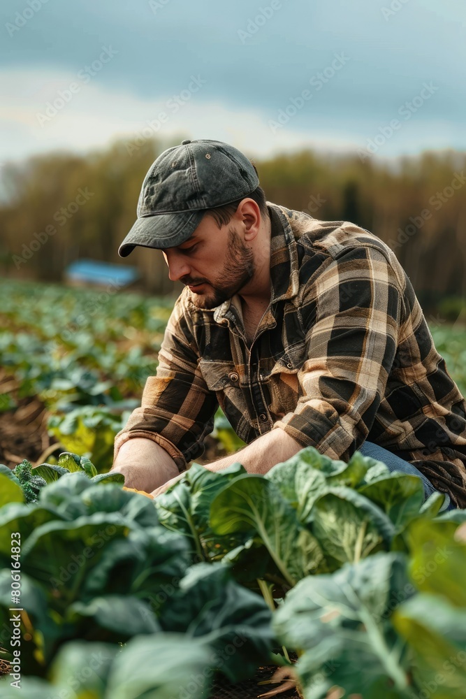 a farmer harvests vegetables a farmer harvests vegetables