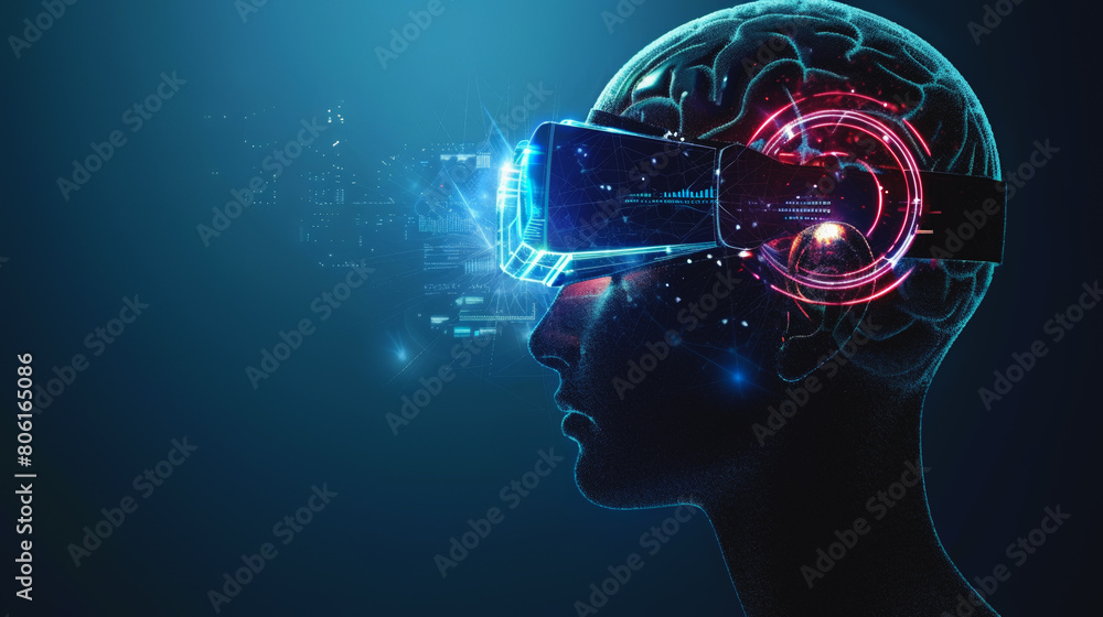person head with futuristic scanning headset, brain waves scan, mindset and consciousness concept person head with futuristic scanning headset, brain waves scan, mindset and consciousness concept