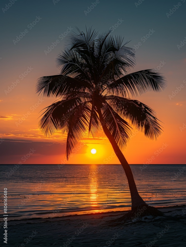 Palm Tree on Sandy Beach