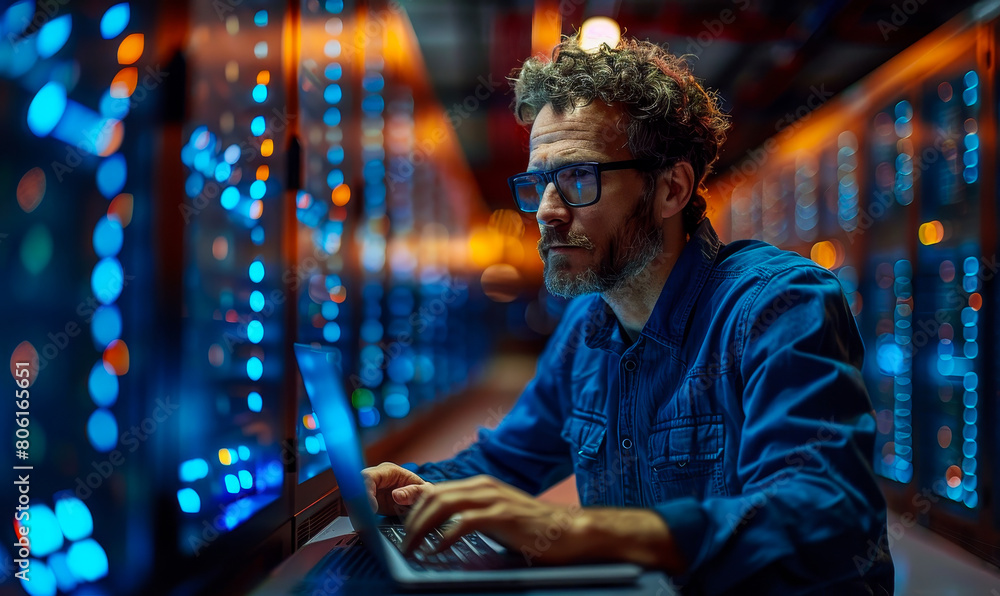 Diverse Software Engineer Coding Database Management System on Laptops in Data Center Setting Diverse Software Engineer Coding Database Management System on Laptops in Data Center Setting
