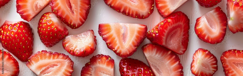 Close Up of Strawberries on White Surface Close Up of Strawberries on White Surface