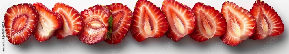 Group of Sliced Strawberries on White Surface Group of Sliced Strawberries on White Surface