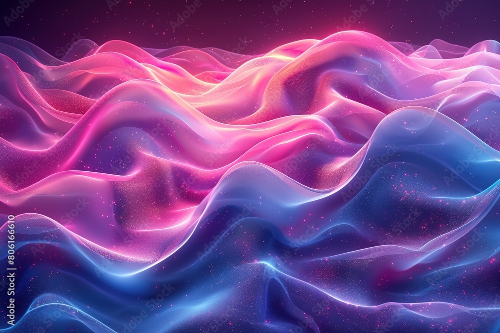 Obraz premium Neon wave blue and red, Technology background