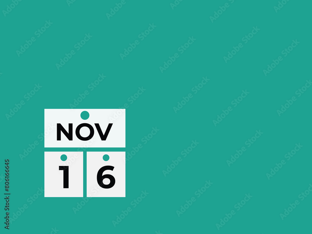 November 16 calendar reminder. 16 November daily calendar icon template. Calendar 16 November icon Design template. Vector illustration
November 16 calendar reminder. 16 November daily calendar icon template. Calendar 16 November icon Design template. Vector illustration