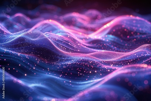 Neon wave  blue and red, Technology background