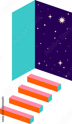 Surreal door and stairs illustration