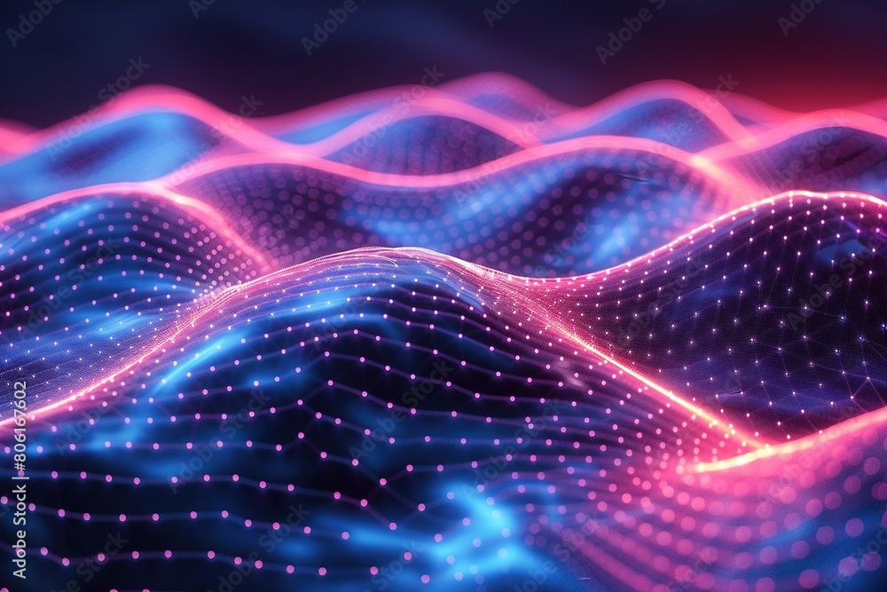 Abstract Neon Wavy Lines in Pink and Blue Shimmering Neon Light Waves Abstract Neon Wavy Lines in Pink and Blue Shimmering Neon Light Waves