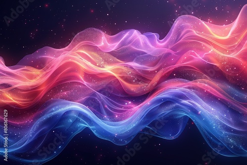 Wallpaper Mural Abstract Neon Wavy Lines in Pink and Blue Shimmering Neon Light Waves Torontodigital.ca