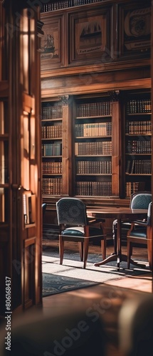 A lawyer advising a client in a quiet library  strategizing for an upcoming court appearance in a custody dispute