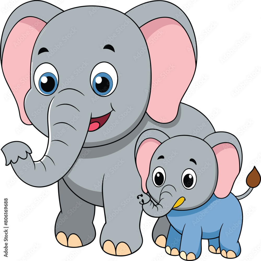Fototapeta premium Kawaii Elephant vector Illustration