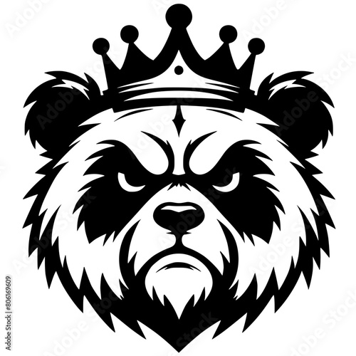 Silhouette of a panda head wearing a crown