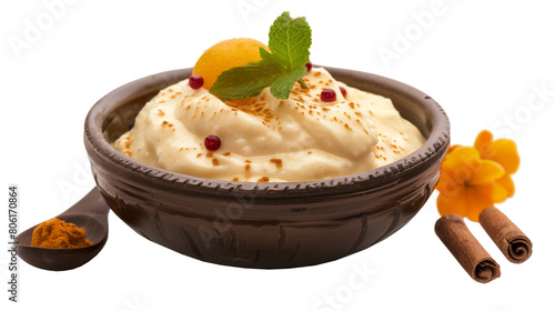 Mishti doi indian dessert isolated on a white background photo