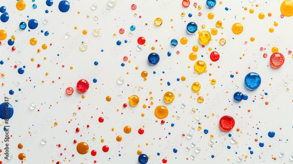 A colorful background of paint drops in various sizes and colors. A colorful background of paint drops in various sizes and colors.