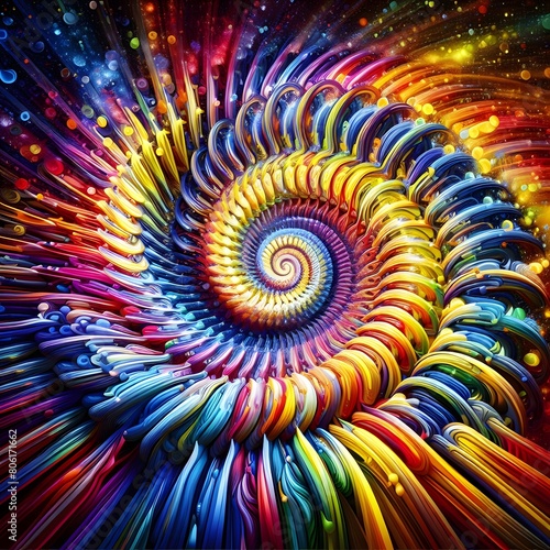 A colorful depiction of a spectrum spiral