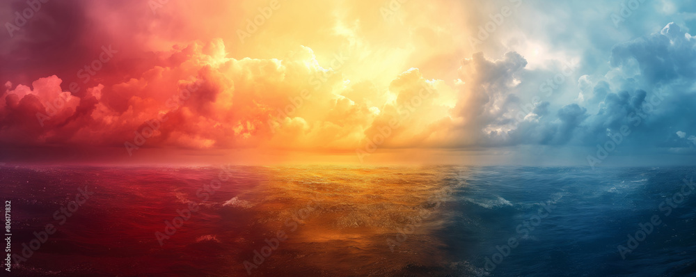 Fototapeta premium Dramatic sky with vibrant orange and blue hues