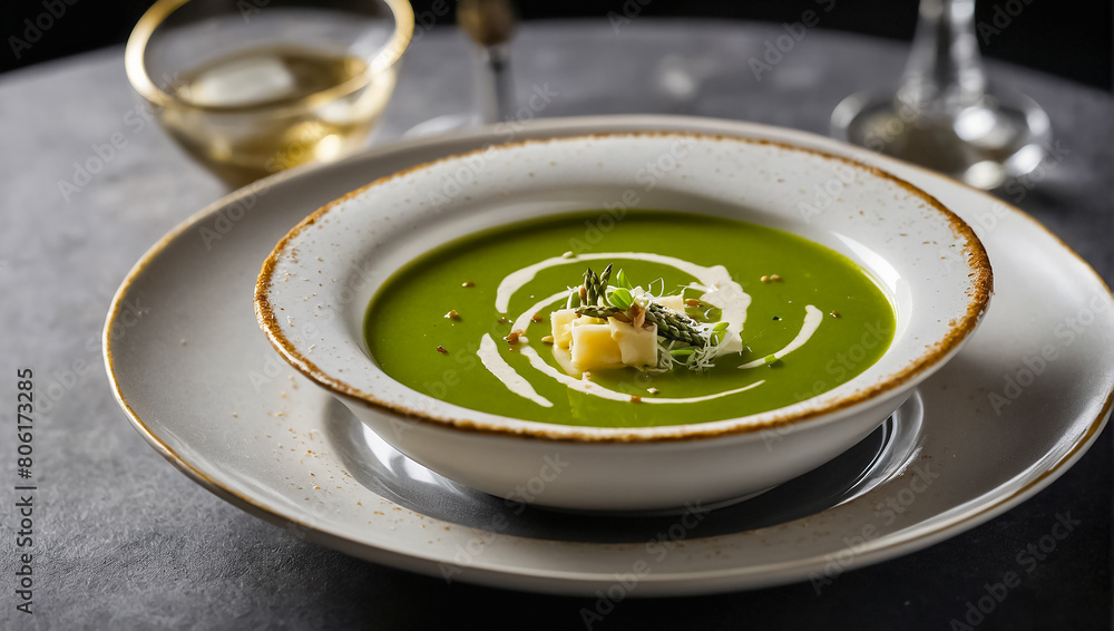 cream soup with asparagus, parmesan cheese cream soup with asparagus, parmesan cheese