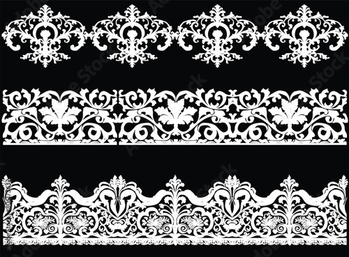 decorated white swirls and curls three stripes on black
