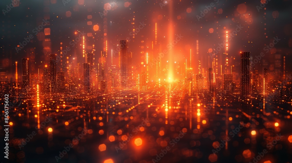 futuristic smart city with digital web network, future in cyberspace, technology sci-fi concept