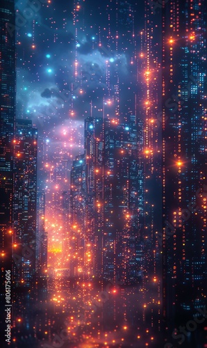 futuristic smart city with digital web network, future in cyberspace, technology sci-fi concept