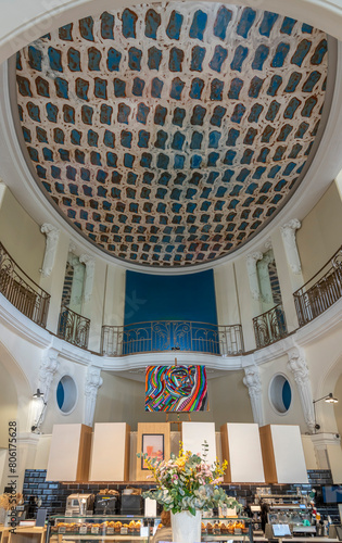 Nîmes, France - 04 17 2024: Interior view of Bloch building decorated by Claude Viallat. photo