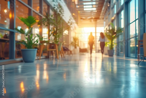 Wallpaper Mural modern open space office interior with blurred business colleagues Torontodigital.ca