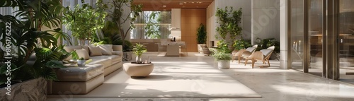 Design a modern hotel lobby interior