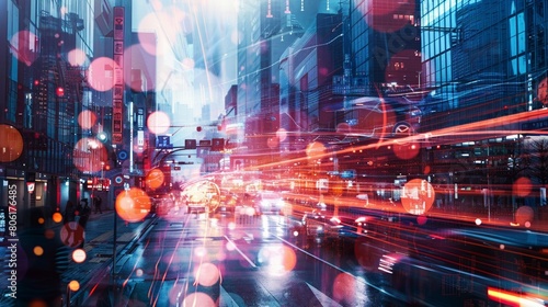 futuristic smart city with digital web network, future in cyberspace, technology sci-fi concept