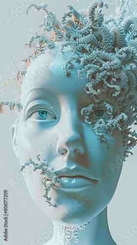 Wallpaper Mural Generate a photorealistic of a highly detailed portrait of an otherworldly woman with light blue eyes and white hair Torontodigital.ca