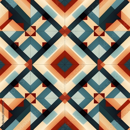 Seamless abstract pattern with patchwork in retro colors on texture background. Can be used for ceramic tile, wallpaper, linoleum, textile, invitation card, wrapping, web page background 