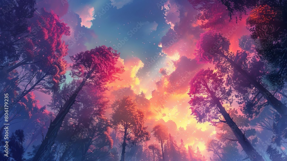 A beautiful landscape of a forest with tall trees and a bright sky. The colors are vibrant and the atmosphere is serene. A beautiful landscape of a forest with tall trees and a bright sky. The colors are vibrant and the atmosphere is serene.