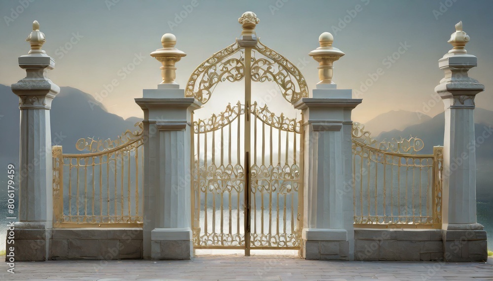 he Pearly Gates isolated on white background