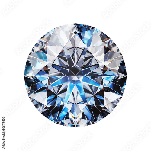 Diamond top view isolated on transparent background