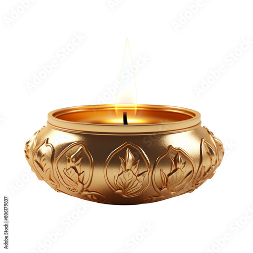 Diya lamp isolated on transparent background photo