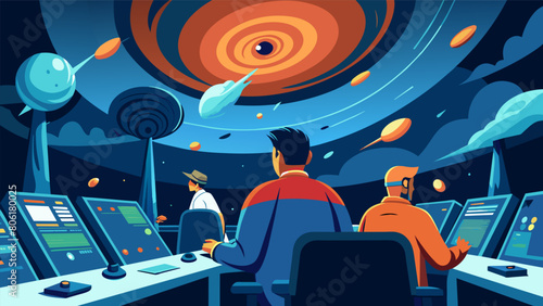 The observatorys control room was a flurry of frantic activity as the distorted images through the lenses showed a massive hurricane engulfing an.