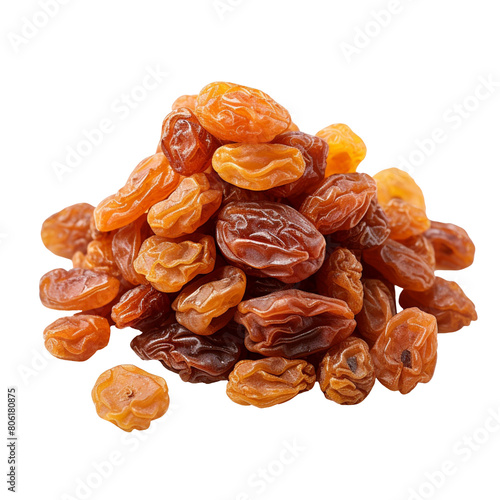 Dried raisins isolated on transparent background