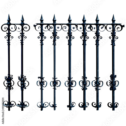 A collection of wrought iron fencing segments Transparent Background Images