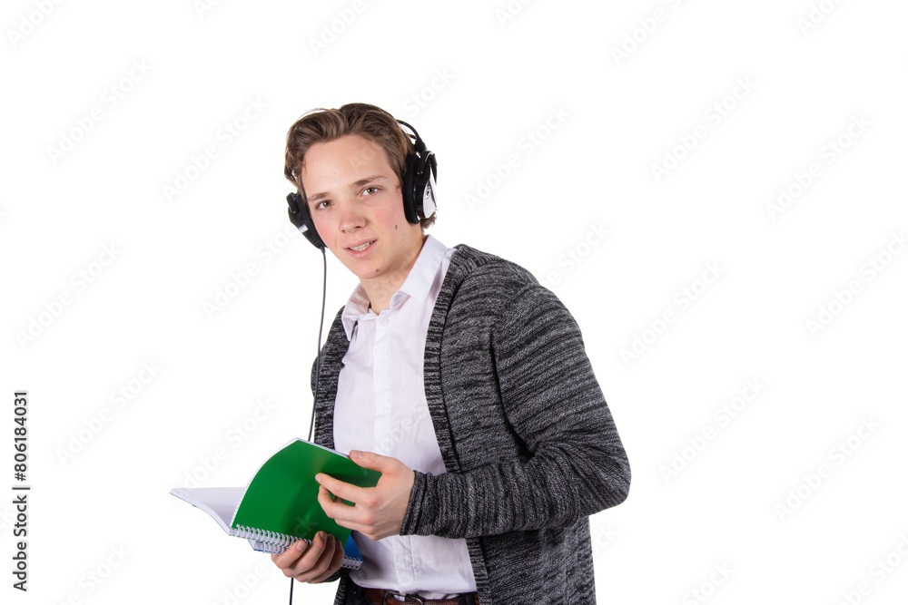 Young attractive student. Study and work. White background. Young attractive student. Study and work. White background.