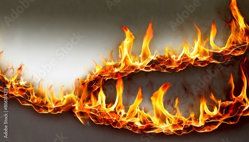 Fire border isolated on white background
