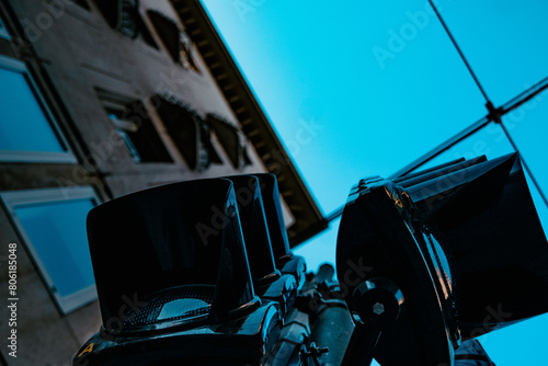Obraz na płótnie Traffic Light with Sky View in turin center city w salonie