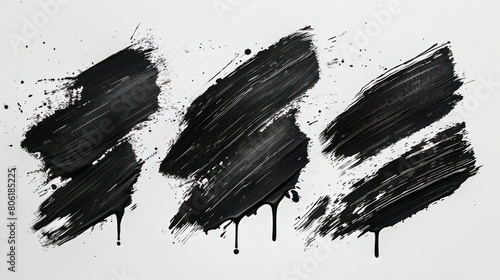 black brush strokes in white background photo