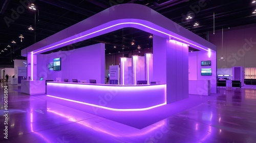 trade show purple stand  led screen  interactive exhibit showcases