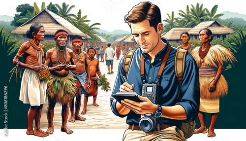 An ethnographer documents cultural practices in a rural village, engaging deeply with the local community.