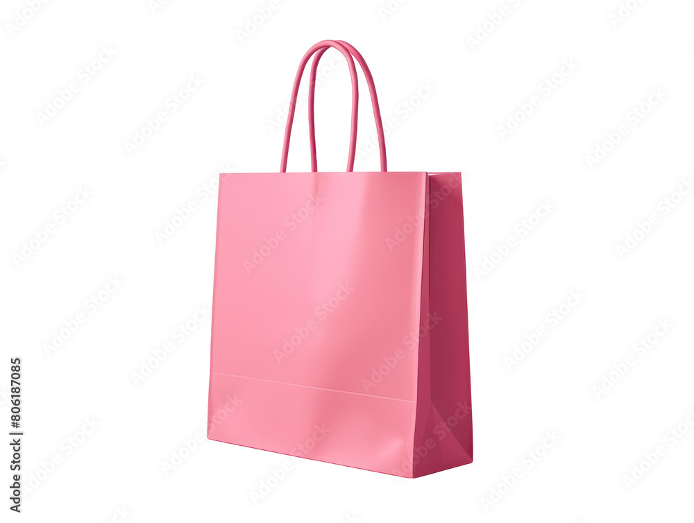 pink paper shopping bag, PNG file of isolated cut-out object on transparent background, mockup template for the design, Shopping sale delivery concept pink paper shopping bag, PNG file of isolated cut-out object on transparent background, mockup template for the design, Shopping sale delivery concept