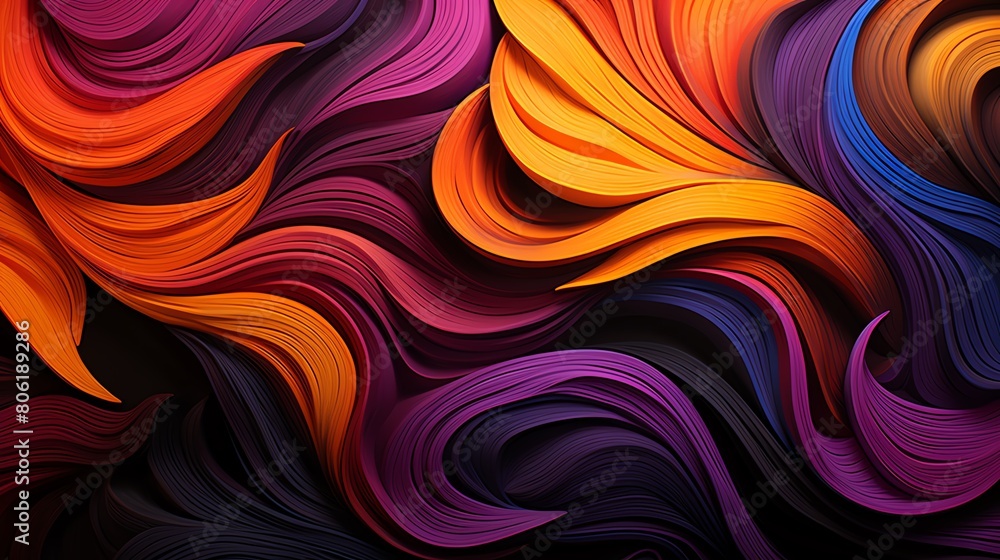 Swirls of magenta and orange on a black canvas - Abstract Patterns Swirls of magenta and orange on a black canvas - Abstract Patterns