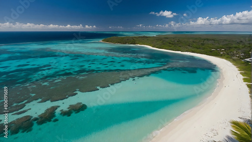 Stunning aerial view of pristine beaches and turquoise waters.