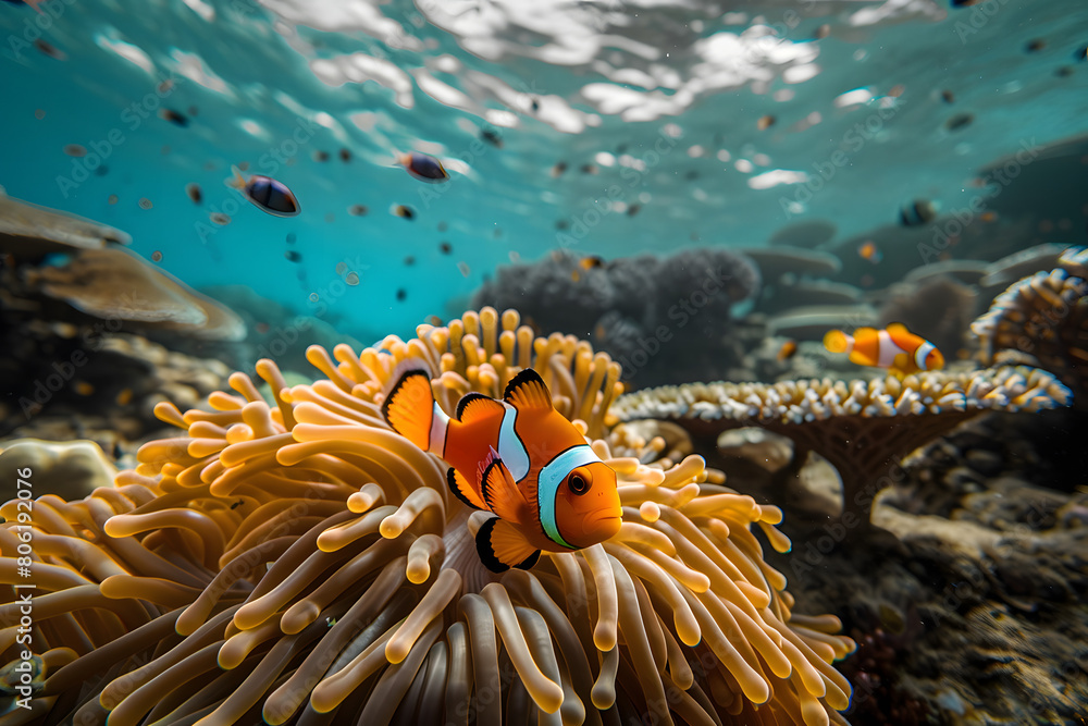Underwater Photography Of Coral Reefs With Vibrant Marine Life 
