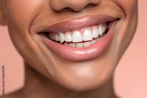 beaming smile with pearly white teeth  healthy glowing skin