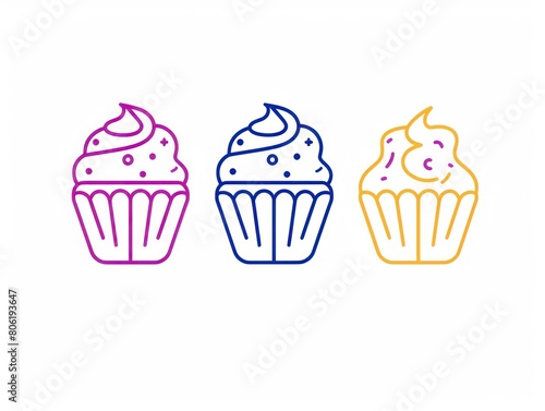 muffins cakes icons on white background