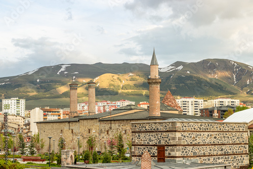 Ulu Mosque and Twin Minaret Madrasa. Places to Visit in Erzurum. Historical stone architectural monuments.