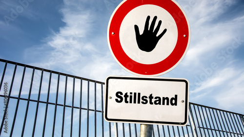 Картината върху платно Signposts the direct way to Movement versus Standstill